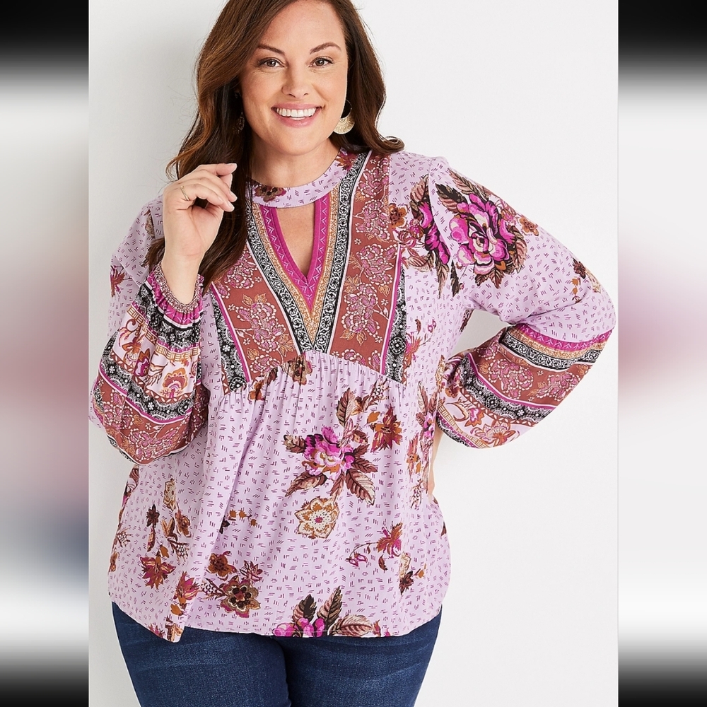 Maurices Pink Floral Blouse